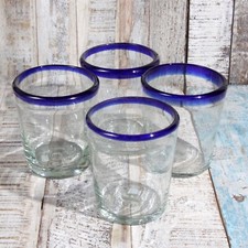 Mexican Recycled Tumblers x 4 BLUE RIM Tumbler CONICO