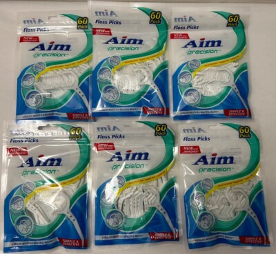 AIM Precision 6-PACK Floss Flossers Angled Picks Shred Resistant Total 360 Picks