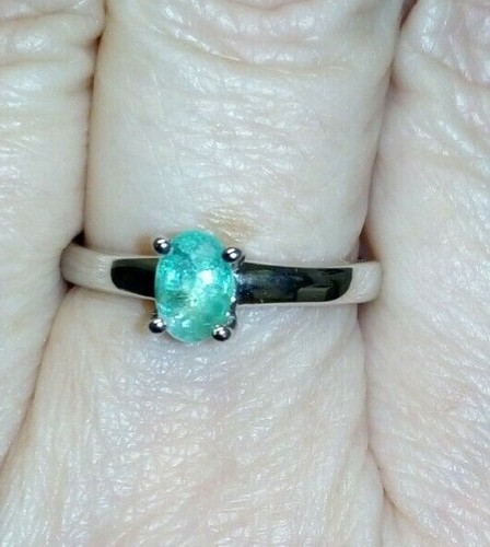 100% Genuine 0.41ct Zambian Emerald Sterling Silver Ring - Picture 11 of 12