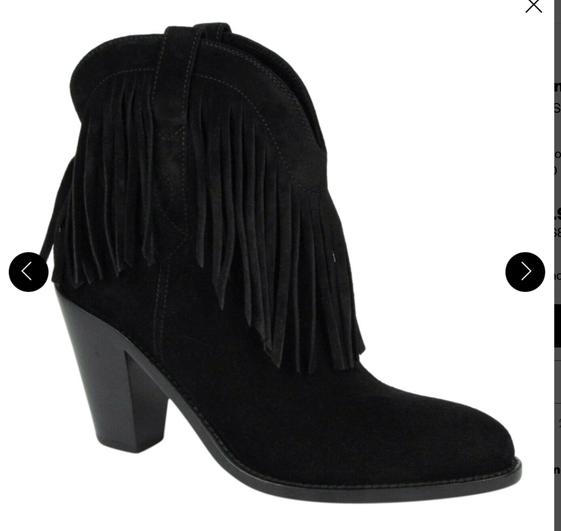 Stivaletti con tacco e frange scamosciati neri Saint Laurent nuovi con etichette US 6 5 YSL $485