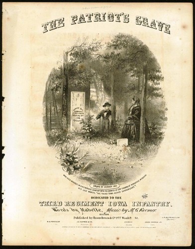 1863 Bürgerkrieg Patriotengrab - Dritte Infanterie Iowa - Noten Lithographie