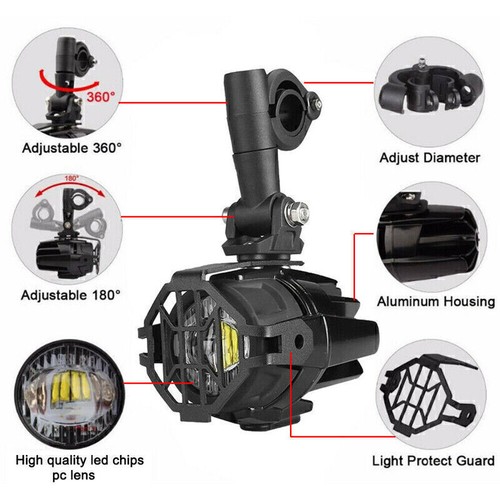 2* Motorcycle Spot Driving Fog Lamps Spotlight For R1200GS F850GS F750GS R1250GS - Picture 10 of 11