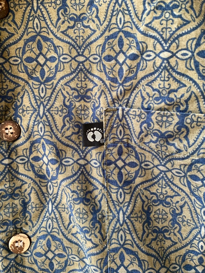 Hang Ten Vintage Size M Casual Short Sleeve Button Up Shirt Green Blue - Image 2 of 4