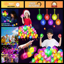 120PCS LED Light Up Bouncy Balls - 6 Colors, Squeaky Fidget Sensory Toys, Glow i