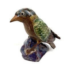Majolica Bird Figurine Hand Painted Chinese Shiwan Abundant Cloud Kiln