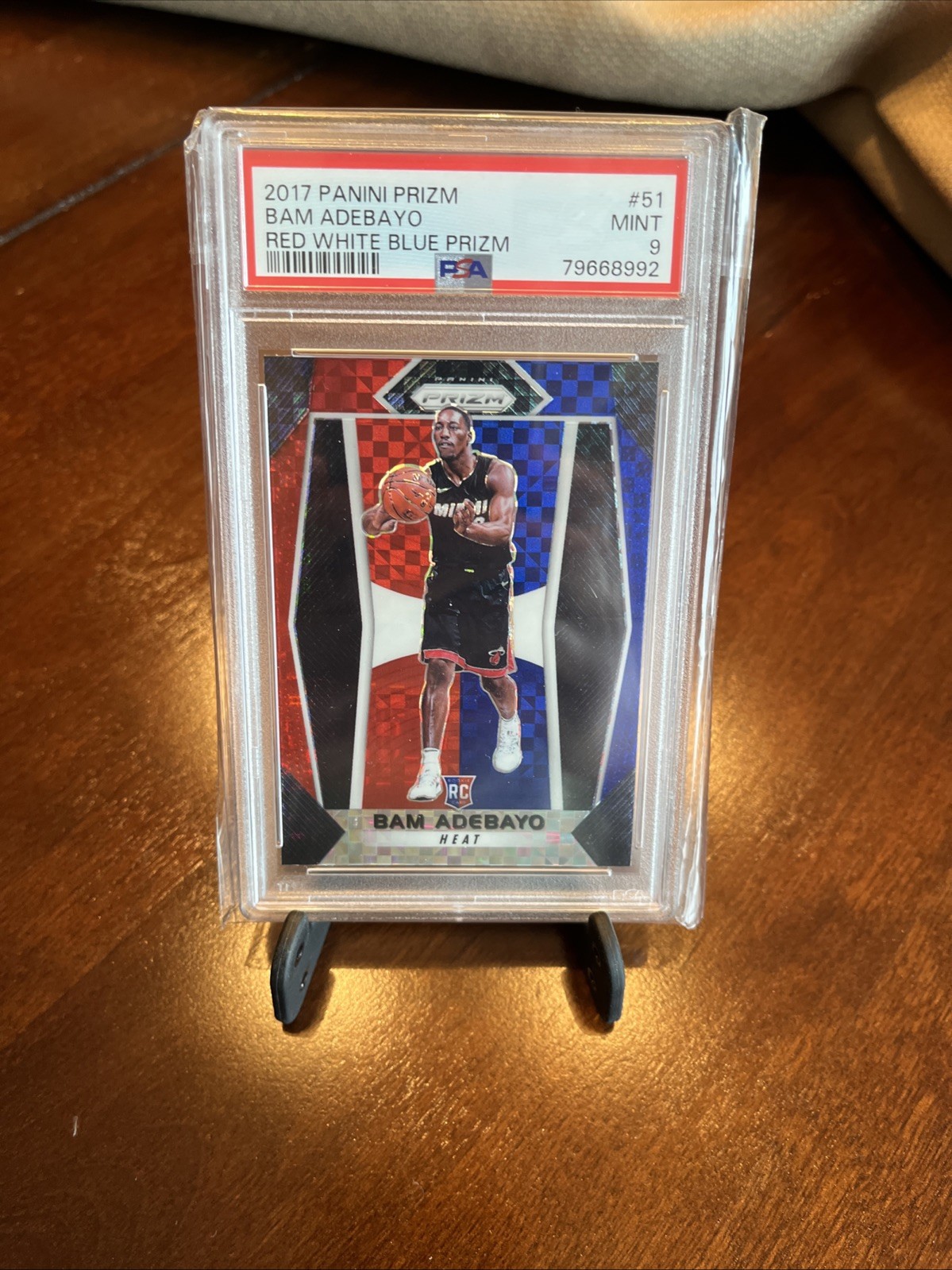 2017-18 Panini Prizm Bam Adebayo Red White Blue Rookie PSA 9 #51