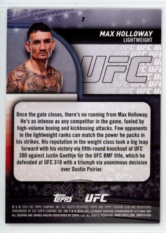 2026 Topps Stadium Club UFC Red Foil Max Holloway #7 1w9 | eBay