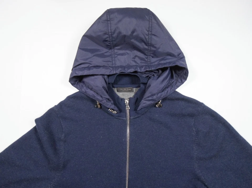 Chaqueta Saks Fifth Avenue Para Hombre Grande Azul Tejida Cremallera Completa Extraíble Sudadera con Capucha Adulto Foto 2 de 4