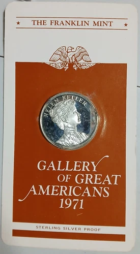 FRANKLIN MINT HELEN KELLER STERLING SILVER PROOF MEDAL