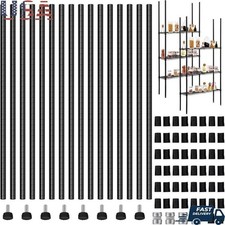74 Inch Chrome Wire Shelving Posts 8 Pack Adjustable Shelf Clips Storage New