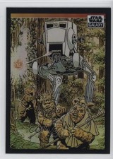 2022 Topps Chrome Star Wars Galaxy Refractor Ewok AT-ST s Under Attack! #36 0co1
