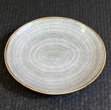 Churchill Studio Prints Homespun Stone Grey Oval Dinner Plates 12.5” EUC