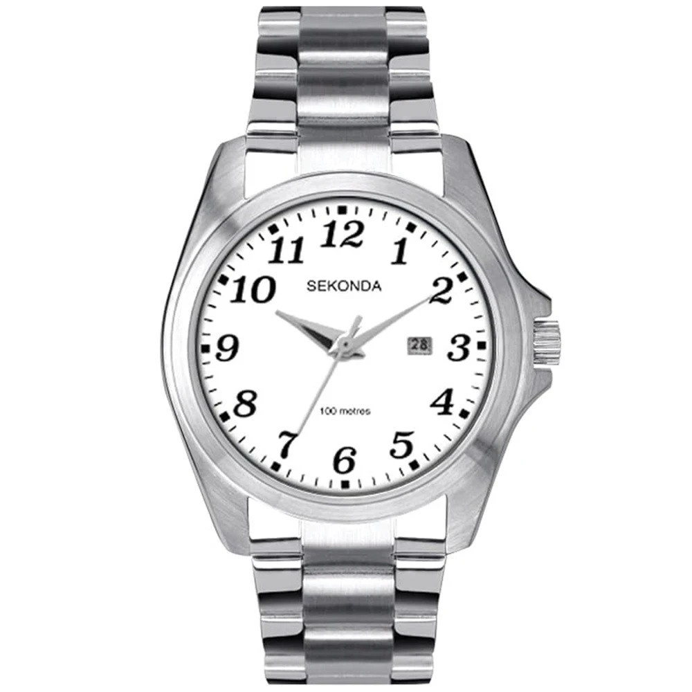 Sekonda 1635 Watch Clear Easy to Read Dial Full Figured,Date,All Stainless Steel