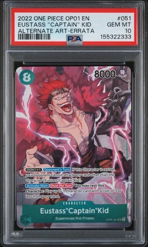 2022 ONE PIECE OP01-ROMANCE DAWN #051 EUSTASS "CAPTAIN" KID PSA 10