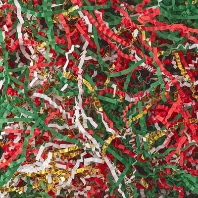 10.6oz Christmas Crinkle Cut Paper Shred, 3 Colors Red Green Gold Raffia Paper