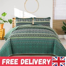 Bohemian King Bedspread 240x260cm - Vibrant Striped Microfiber Quilt