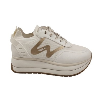 Melluso Damen Plateau Sneaker aus Stoff und weißem Leder