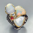 Handmade 7 ct+ Natural Opal Ring 925 Sterling Silver Size 8 /R454687