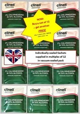 12 x Clinell 2% Chlorhexidine in 70% Alcohol Disposable Disinfectant Wipes NEW