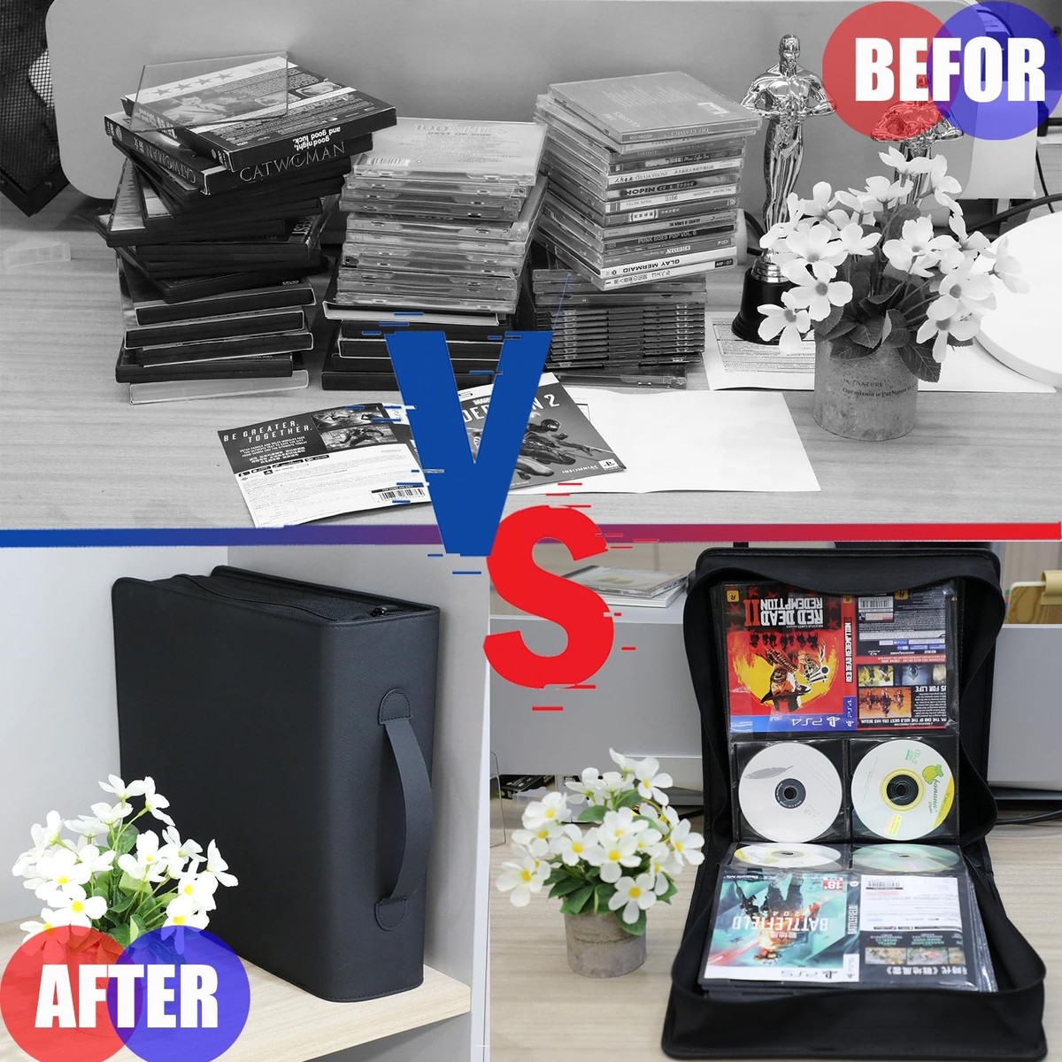 CD/DVD Storage Binder Case, Blu Ray Storage Case Capacity 136