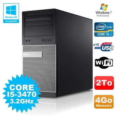 PC Tour Dell Optiplex 790 Intel I5-3470 3.2Ghz 4Go 2To DVD WIFI Win 7