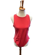 New Women  s Red Bodysuit Blouse Medium Stretch Snap Closure Top