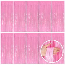 Pink Party Streamers Foil Fringe Backdrop Curtains Tinsel Streamers Birthday ...