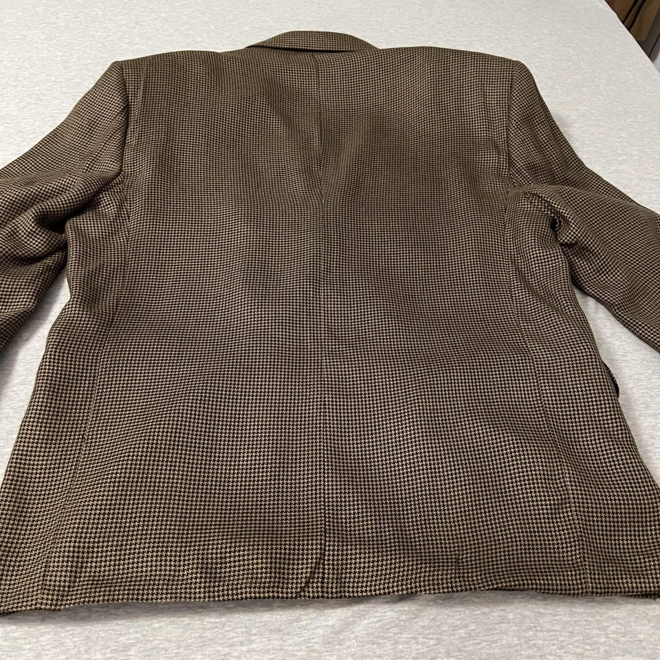 Blazer De Colección J. Riggins Para Hombres 46R Marrón Negro Pata de Gallo Doble Pecho Pico Foto 2 de 4