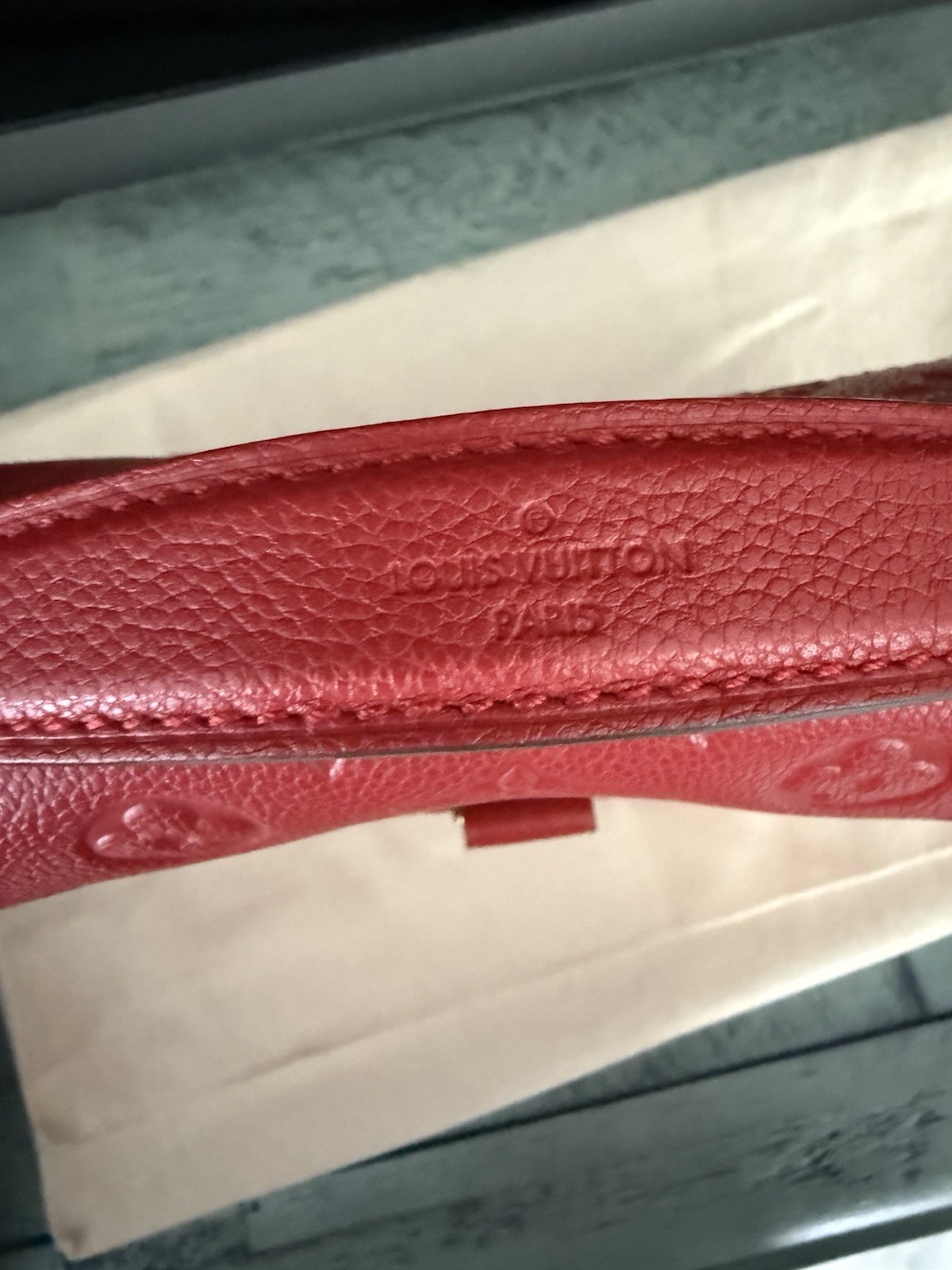 $3000 LOUIS VUITTON Pochette Metis Bag Empreinte Leather Red image 4