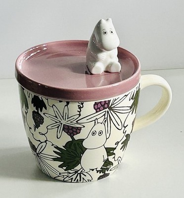 Lizenzierter Mumin's Grape Garden Porzellan 380 ml beige Becher + 3D Mumin Figur Deckel