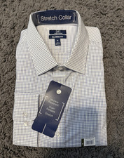George Classic Fit Stretch Wrinkle Resistant Check Dress Shirt XL 34/35
