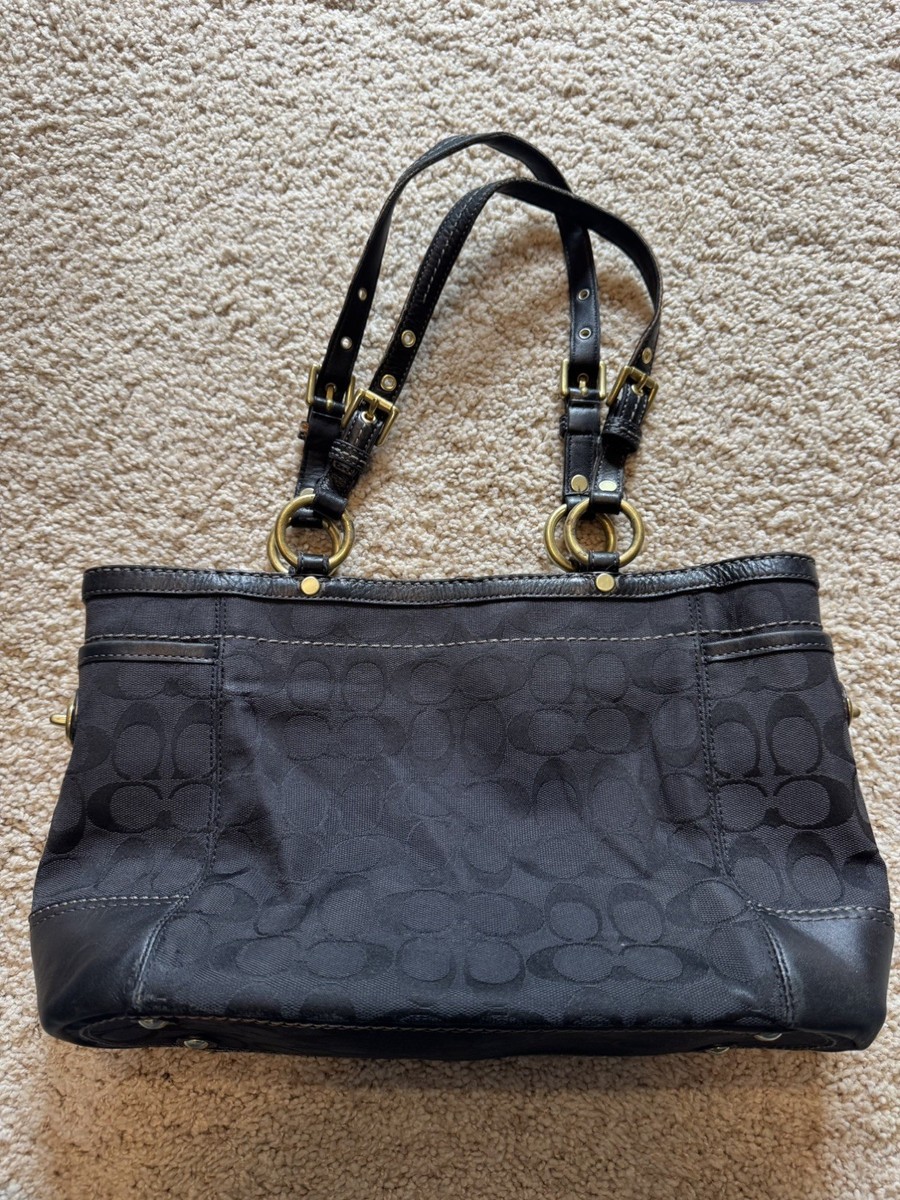 Coach Medium Black Signature Shoulder Bag E0768-11237 | eBay