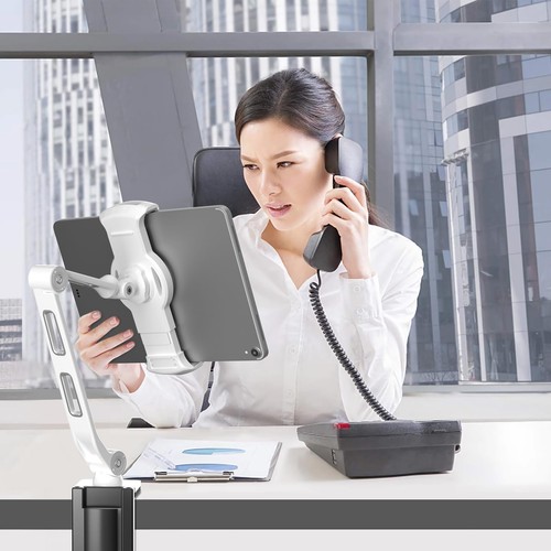 Aluminum Tablet Desk Mount Stand 360° Flexible Cell Phone Holder for iPad, iP... - Picture 2 of 9