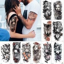 10 Sheets Realistic Animals Temporary Tattoo for Men Women Adults, Wolf Tiger Ro