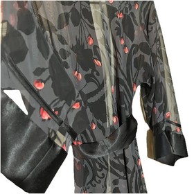 VTG Victorias Secret S Black Sheer Floral Robe Sexy Coquette Lingerie Feminine