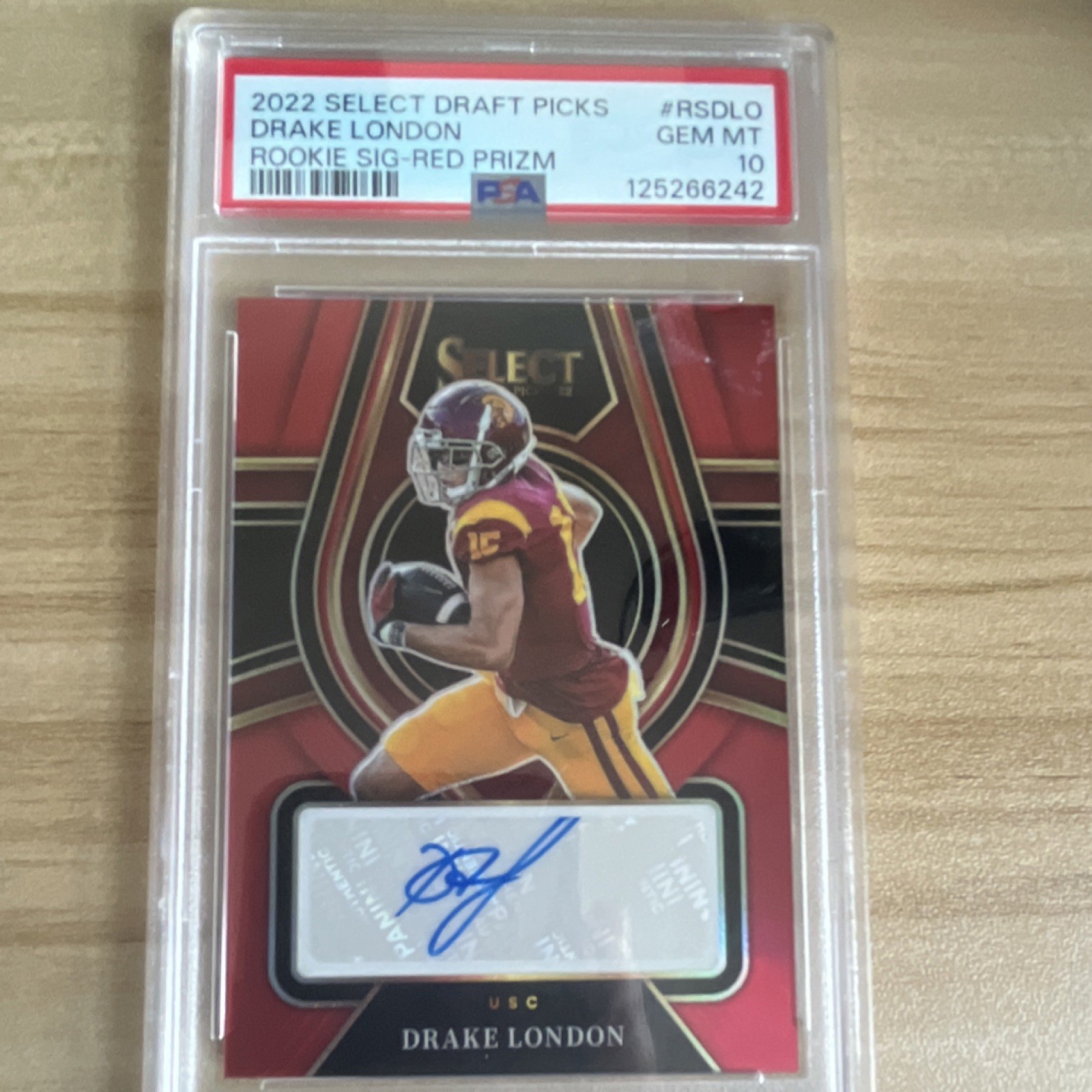 Drake London Panini Select Draft Picks Rookie Signatures #RSDLO Red