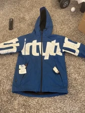 Thirty Two Deep Creek Snowboard Jacket -Blue White Long Fit Mens Small Skicore