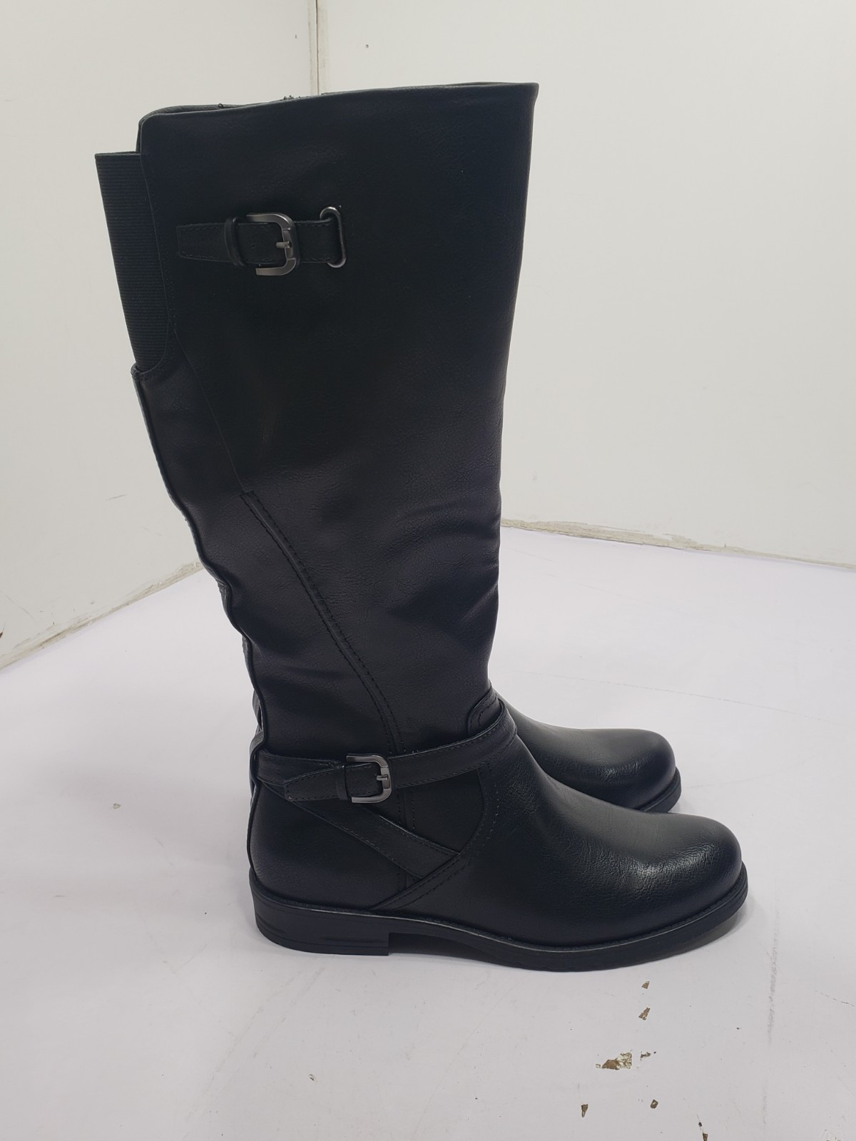 Baretraps Women's Cassidy Faux Leather Zip Up Tall Riding Boots Black Size 9m