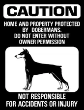 CCPARTON Metal Sign Caution Property Protected by Doberman Pinscher Do Not En