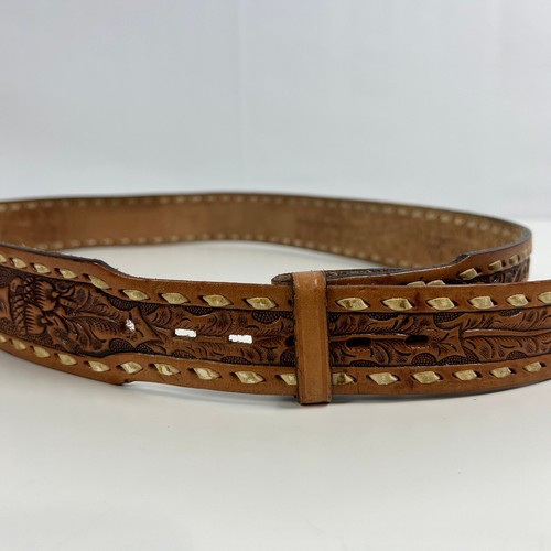 Vintage 70s Tony Lama Miller Stockman KEN Tooled Leather Belt Size 42 Western - Picture 5 of 8