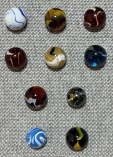 Lot Of 10 Vintage Vacor Mega Marbles Shooter Size .85 To .98 NM To Mint
