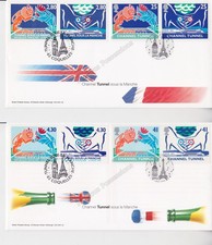 GB & FRANCE FDC FIRST DAY COVERS SET OF 2 1994 CHANNEL TUNNEL HANDWRITTEN