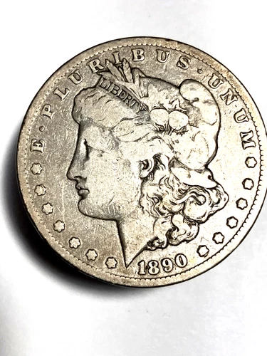 V Rare, U.S. 1890CC Morgan Silver Dollar, $1, Very Fine to Extra Fine
