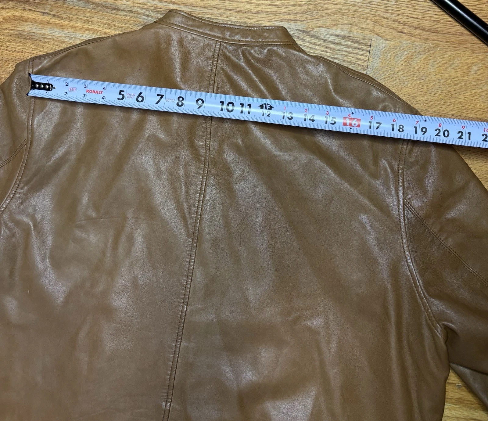 TASSO ELBA Mens Brown Soft Leather Cafe Racer Motorcycle Full Zip Jacket Sz XL image 8