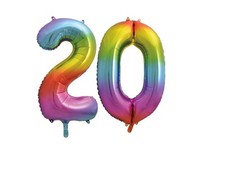 Number 20 Rainbow 34'' Balloon Birthday Party Decorations Supplies 20th Birthday