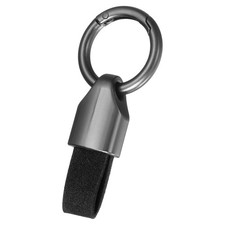 Car Key Chain Clip, Zinc Alloy Leather Car Keychain, Metallic Black/Black