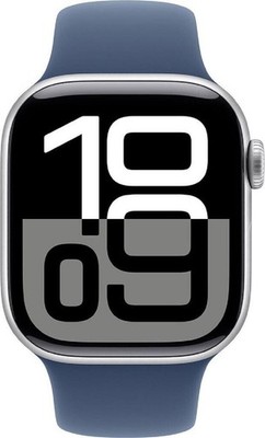 APPLE Watch Series 10 GPS 42mm Silver Aluminium Case with Denim Sport Band - S/M