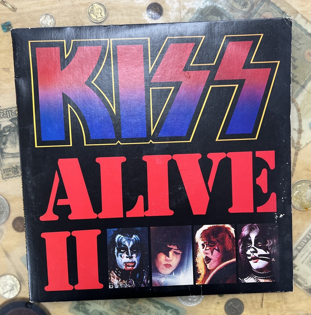 KISS ALIVE II サイン入り KISS Alive II Vinyl LP SIGNED by Ace Frehley Blue