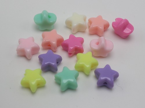 100 Mixed Pastel Color Acrylic Star Beads Charms 12mm Jewelry Making Carft DIY - Picture 7 of 8