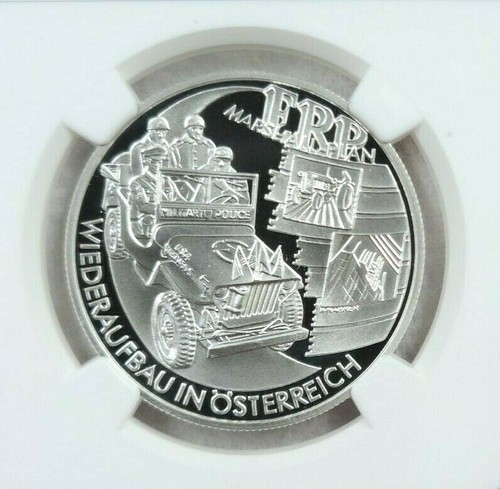 2003 AUSTRIA SILVER 20 EURO POSTWAR RECONSTRUCTION NGC PF 70 ULTRA CAMEO POP 1 - Picture 3 of 4